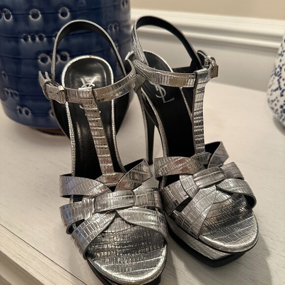 YSL Silver 6" heels. - Picture 1 of 5
